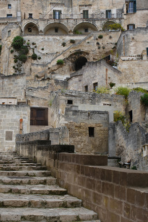 Ancient Stone Houses in Matera, the City of Caves, Basilicata, Italy.