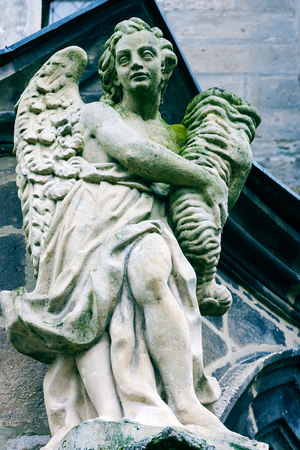 Angel statue in Virgin Mary cathedral of Kutna Hora, Czech republicの写真素材
