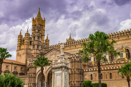 beautiful Duomo, medieval Cathedral of Palermo in Sicily, Italyの写真素材
