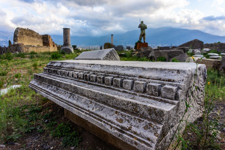 Ruins of Ancient Pompeii, Roman town destroyed by Vesuvius volcano, Italyの写真素材