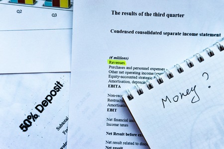 Businessman analyzing investment charts and statement and financial report. Accounting of bussiness...