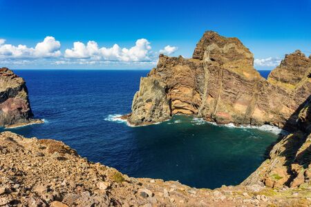 Beautiful landscape at the north coast of Ponta de Sao Lourenco,the easternmost part of Madeira Islandの写真素材