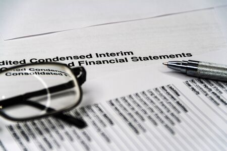 Income statement with detail list, accounting concept for small business, black and white tone imageの写真素材