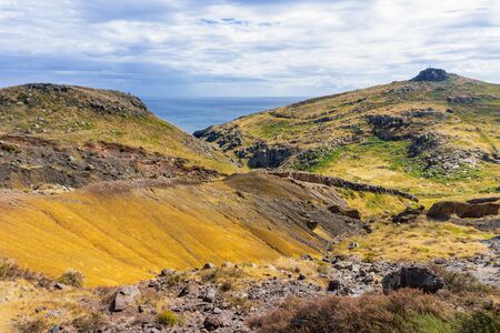 Cliffs at Ponta de Sao Lourenco, Madeira islands, Portugalの写真素材