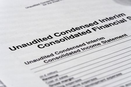 Consolidated Financial statement letter, business concept document is mock-up