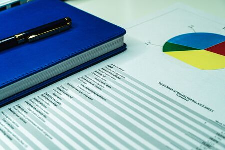 Financial accounting stock market graphs analysis. Financial business planning, Balance the...