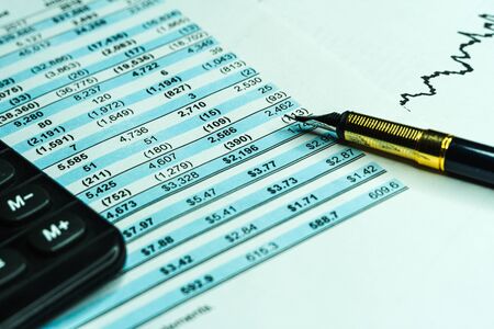 Financial accounting stock market graphs analysis. Financial business planning, Balance the investment portfolioの写真素材