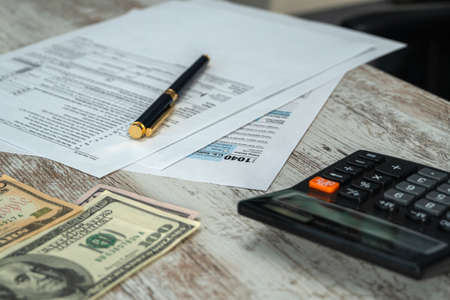 Tax form USA business income office concept. Tax Return Form 1040の写真素材