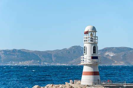 Lighthouse in fishing port Kas town, Turkey.の写真素材