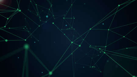 Abstract connected dots and lines on black background. Communication and technology network concept...