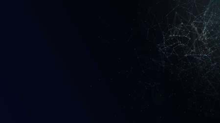 Abstract plexus background with dots and lines moving in space. Technology illustration. 3d...