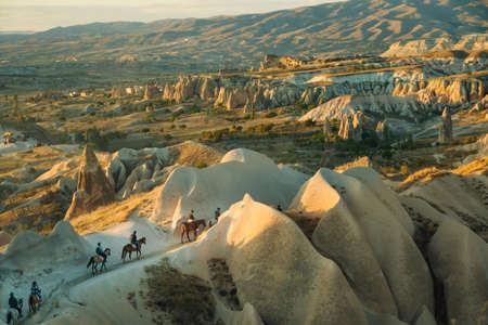Horseback riding through the National Park in Cappadocia, Turkeyの写真素材