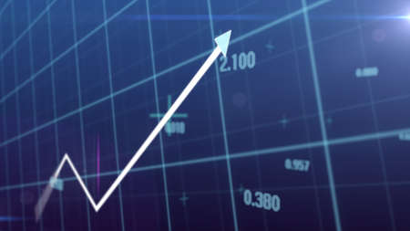 Financial statistics graph rising retail prices in market and inflation rate, crisis concept. 3d...