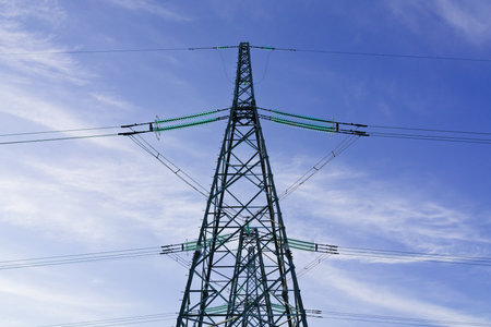 High voltage tower sky background high voltage tower