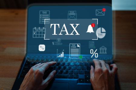 Tax payment with metaverse icon. Government, state taxesの写真素材