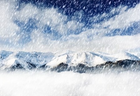 A frosty and sunny day is in mountainsの写真素材