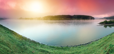 Beautiful sunset in the river  Evening HDR imageの写真素材