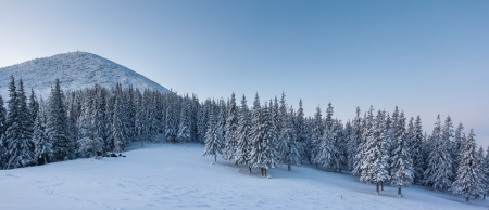 A frosty and sunny day is in mountainsの写真素材
