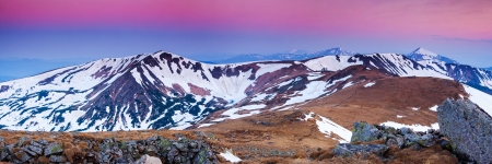 Majestic sunset in the mountains landscape. Carpathian, Ukraine.の写真素材