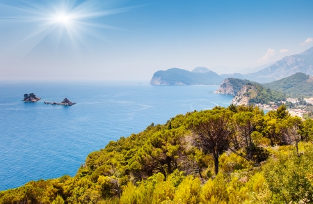 Sunny day and beautiful landscape over Montenegro coastline. Balkans, Adriatic sea, Europe. Beauty world.の写真素材