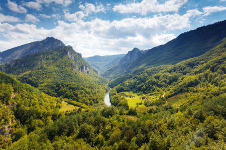 Fantastic view Tara river gorge - is the second biggest canyon in the world and the biggest one in Europe in the national park Durmitor in Montenegro. Balkans. Beauty world.の写真素材