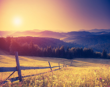 Fantastic sunny hills under morning sky. Dramatic scenery. Carpathian, Ukraine, Europe. Fantastic sunny hills under morning sky. Dramatic scenery. Carpathian, Ukraine, Europe.