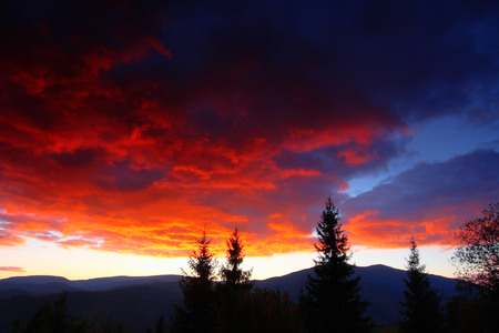 beautiful sunset, clouds in many colors. HDR imageの写真素材