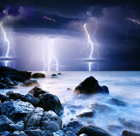 summer storm beginning with lightning
