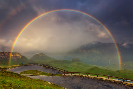 Fantastic evening landscape glowing by sunlight. Dramatic and picturesque scene. famous resort Grossglockner High Alpine Road. Austria, Alps.の写真素材