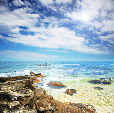 Beautiful summer landscape with the seasideの写真素材