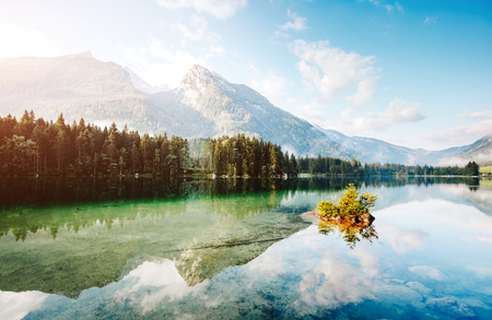 Famous lake Hintersee one of the best places on planet. Picturesque scene. Location resort Ramsau, National park Berchtesgadener Land, Upper Bavaria, Germany Alps, Europe. Explore the world's beauty.の写真素材