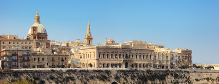 Stunning image of the Basilica Our Lady of Mount Carmel from Sliema. Location place ancient city...