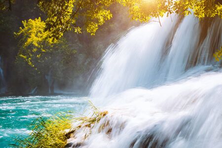 Skradinski buk the most unusual waterfall in Krka National Park. Location place Sibenik city,...