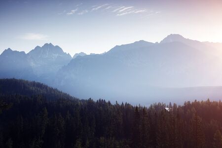 Peaceful mountains in National Park High Tatra. Location place Strbske pleso, Slovakia, Europe....