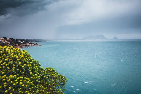 Fantastic view of the azure sea. Location island Sicily (Regione Siciliana), region of Italy, Europe. Mediterranean resort. Scenic image of beautiful nature landscape. Discover the beauty of earth.の写真素材
