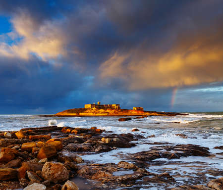 Splendid morning light on Cape Passeroの写真素材