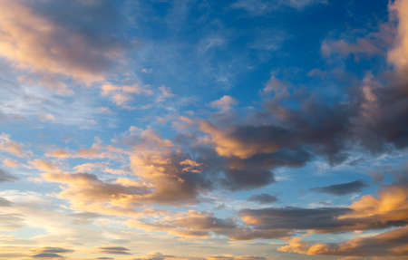 Fantastic colorful sunrise with cloudy sky. Image template of textured sky. Scenic image of dramatic...