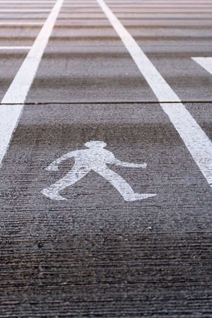 Road marking pedestrian walking lane painted on the roadの写真素材