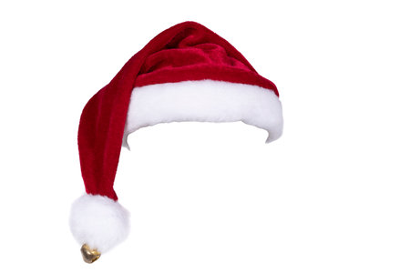 A Santa Claus helper hat costume isolated on white background for Christmas and New Year holiday seasonal celebration design decorationの写真素材