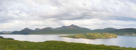 An IIsle of Mull Scotland UK countryside scene with Loch Na Keal and Mountainsの写真素材