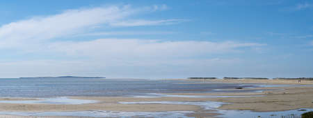 A sandbank and the sea between Terschelling and Vlieland in the Waddensea The Netherlandsの写真素材