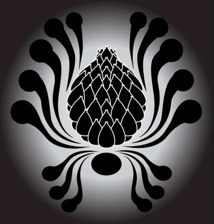 Ornament in the form of a spider on a monochrome background.のイラスト素材