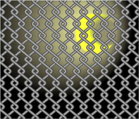 The bright decreasing moon behind a mesh fenceのイラスト素材