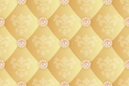Seamless background with Fleur de lis on a yellow のイラスト素材