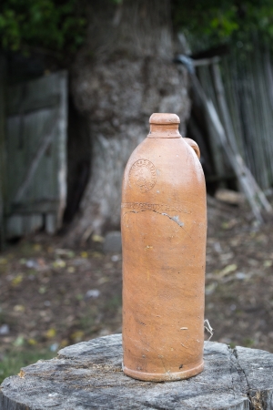 Vintage German ceramic bottle of mineral water with the word  Ludwigsbrunnen, Grossherzogtum Hessen  の写真素材