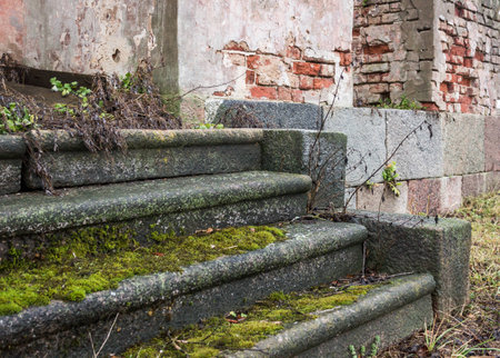 Old stone stair treadsの写真素材
