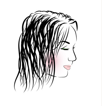 Romantic girl with long hairのイラスト素材