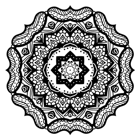 Flower Mandala. Vintage decorative elements. Oriental pattern, vector illustration. Coloring book page. Islam, Arabic, Indian, moroccan spain turkish mystic ottoman motifsのイラスト素材