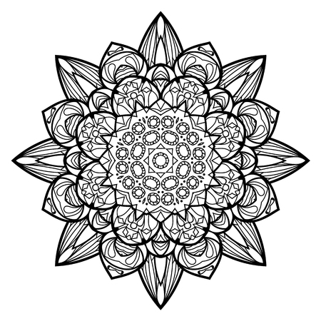 Flower Mandala. Vintage decorative elements. Oriental pattern, vector illustration. Coloring book page. Islam, Arabic, Indian, moroccan spain turkish mystic ottoman motifsのイラスト素材