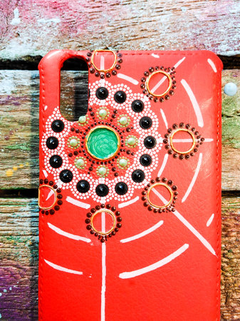 Spot painting of a case for a smartphoneの写真素材